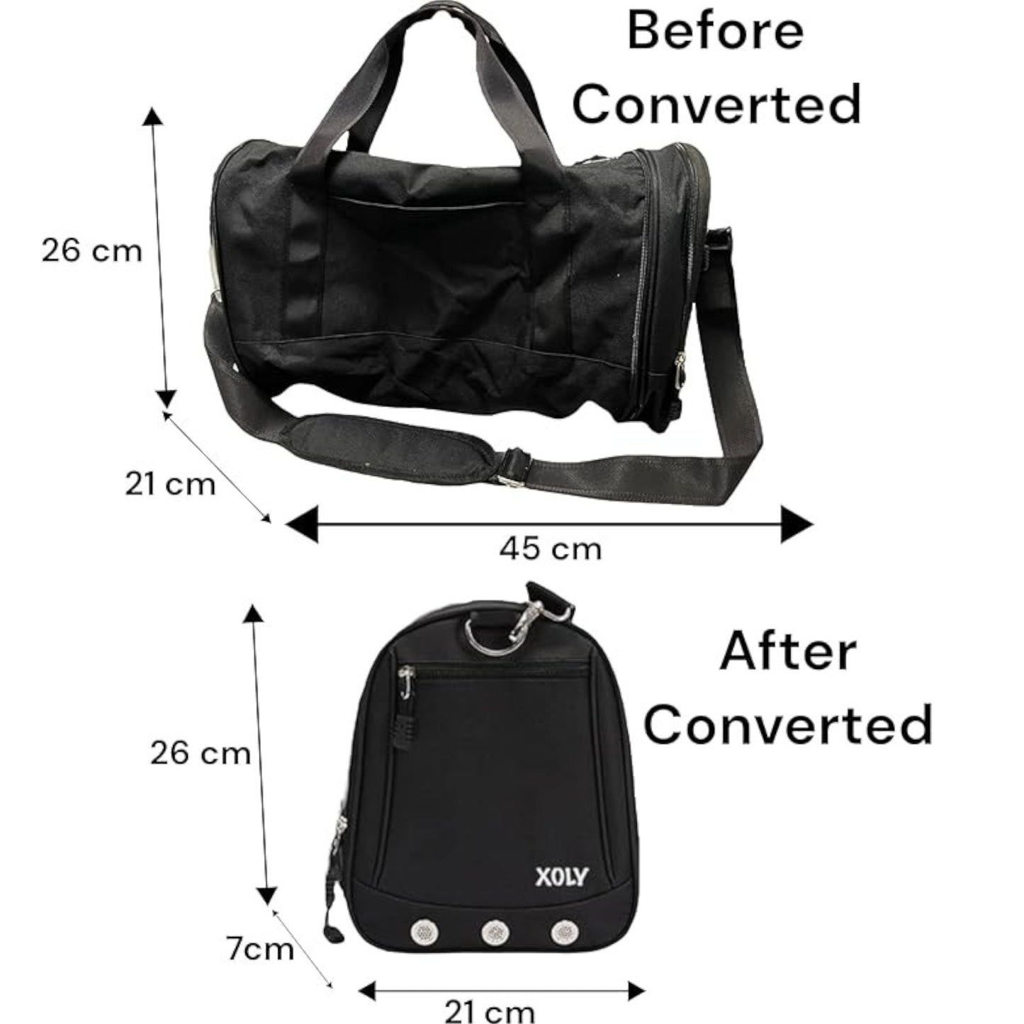 XOLY Large Waterproof Convertable Duffle Gym Bag.