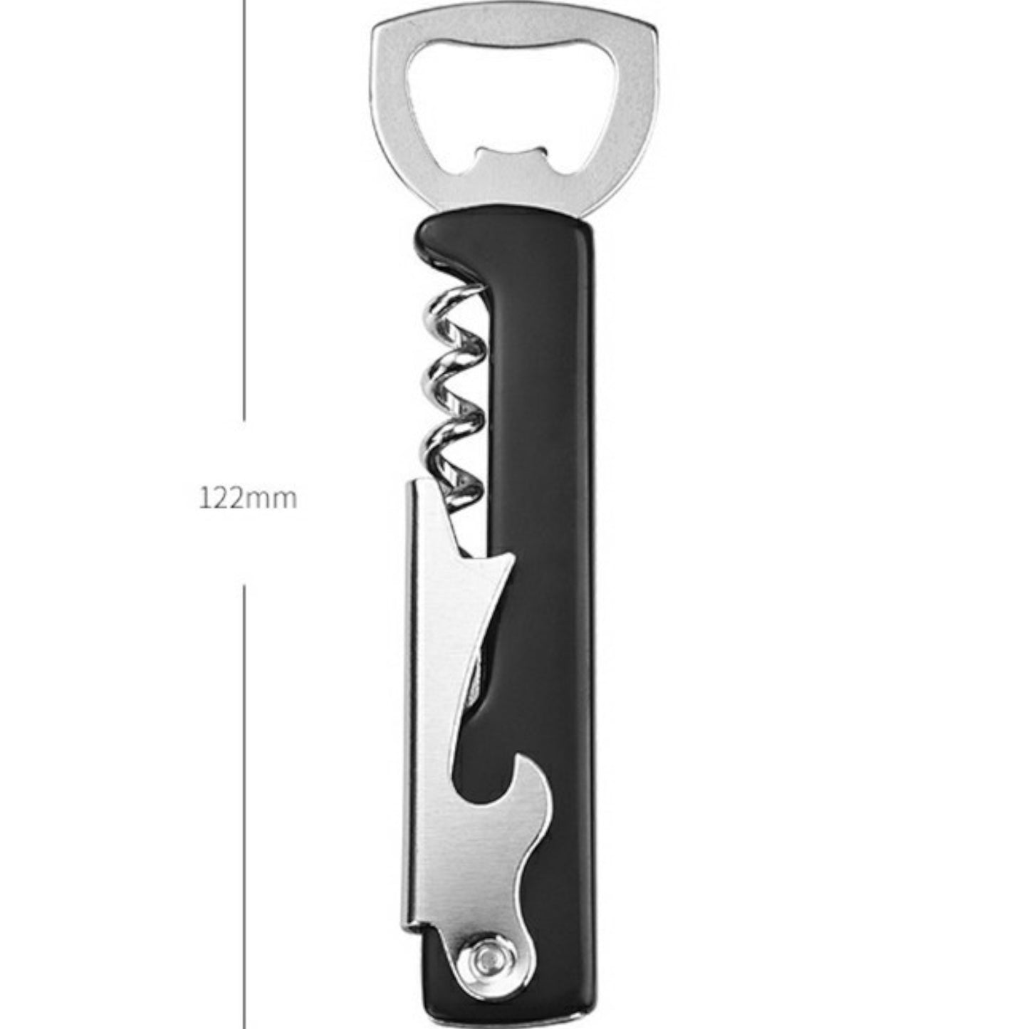 Multifunctional PP Plastic Handle Wine Opener Stainless Steel Beer Opener - Black
