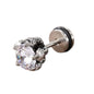 Hand Skull Stainless Steel Inlay Zircon Ear Studs Artificial Black Dimond