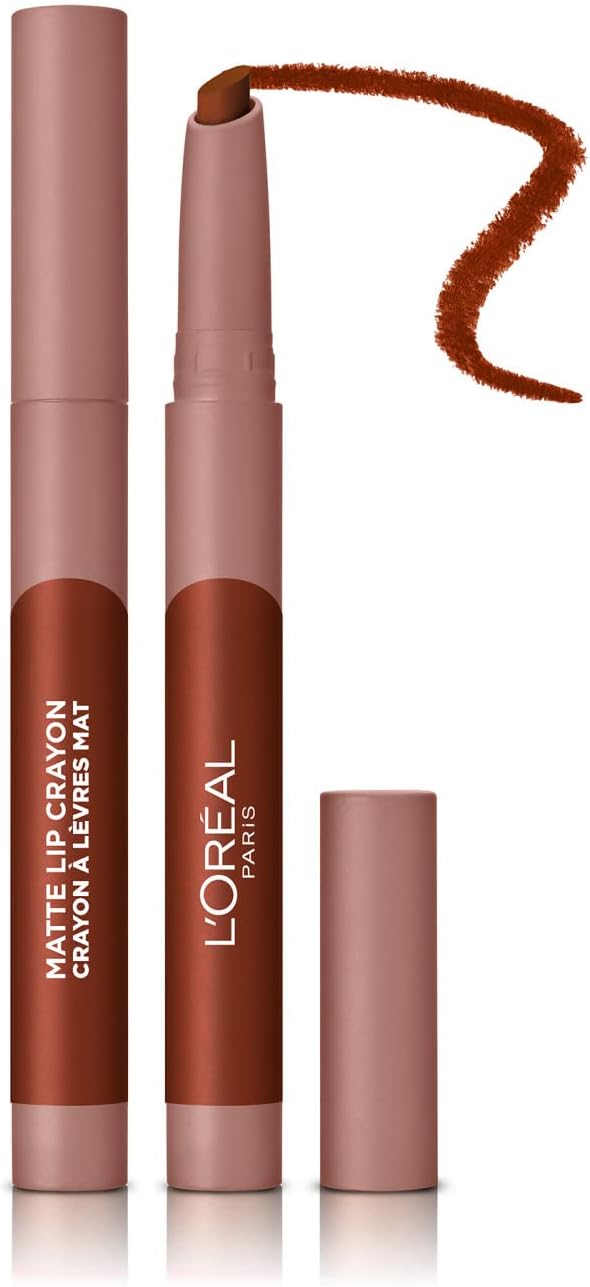 L'Oreal Paris Infallible Very Matte Lip Crayon Lipstick, Smudge Proof, Red Lipstick, 109 Flirty Toffee, 1 kg