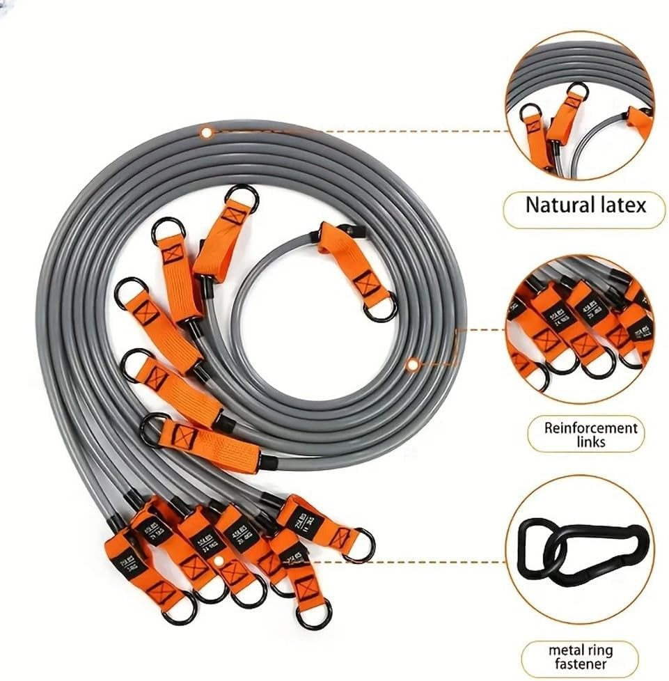 XOLY Heavy Resistance Bands 300lbs – Complete Home Gym Set with Handles & Door Anchor (Orange).