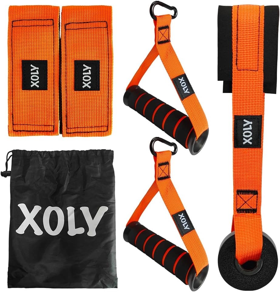 XOLY Heavy Resistance Bands 300lbs – Complete Home Gym Set with Handles & Door Anchor (Orange).