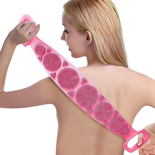 Body Cleaning Double Sided Back Scrubber Bath Shower Silicone Spa Brush Tool - Pink