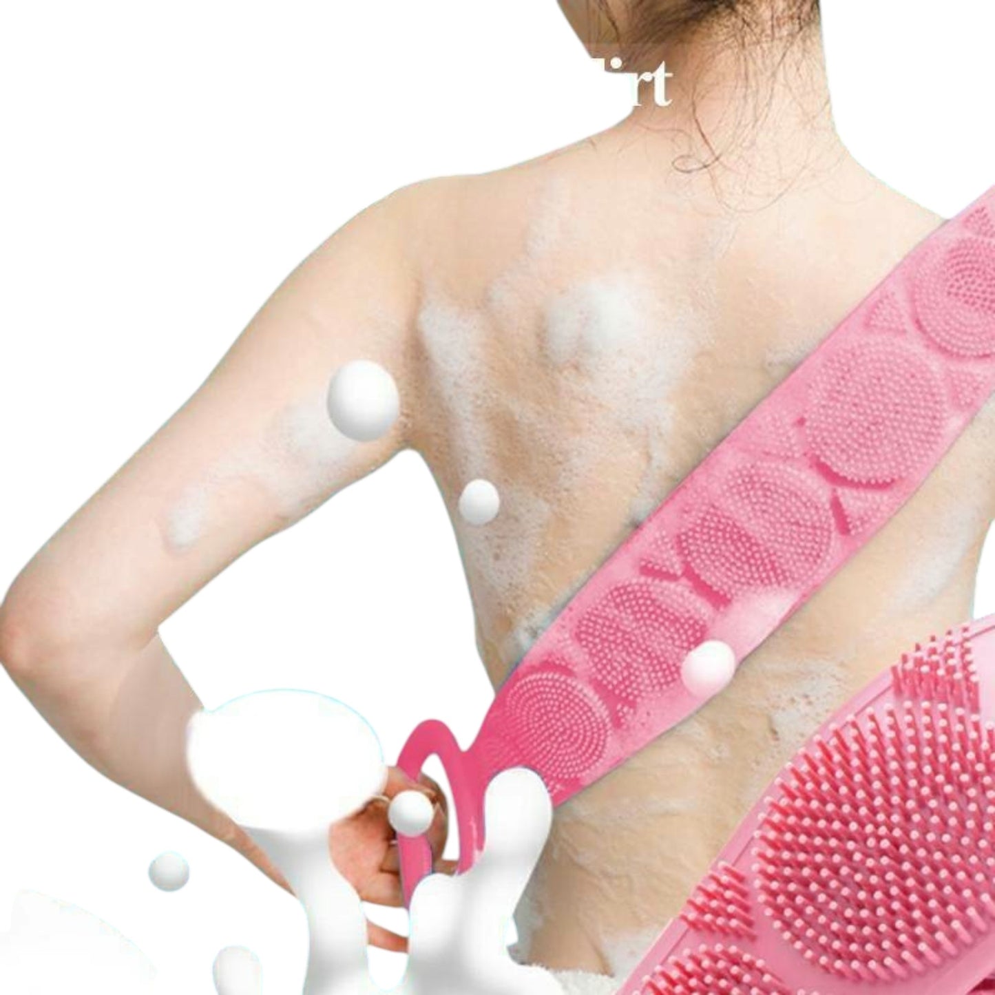 Body Cleaning Double Sided Back Scrubber Bath Shower Silicone Spa Brush Tool - Pink