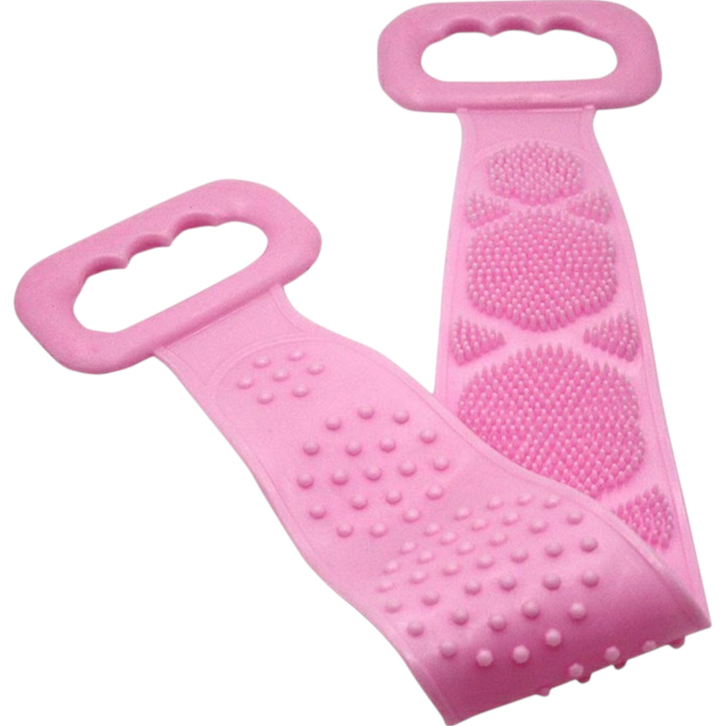 Body Cleaning Double Sided Back Scrubber Bath Shower Silicone Spa Brush Tool - Pink