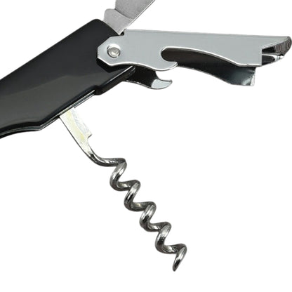 Multifunctional PP Plastic Handle Wine Opener Stainless Steel Beer Opener - Black