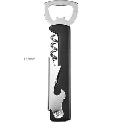 Multifunctional PP Plastic Handle Wine Opener Stainless Steel Beer Opener - Black