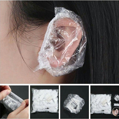 XOLY 100 Pcs Disposable Transparent Ear Covers – Perfect for Shower, Hair Dye & Salon Use.