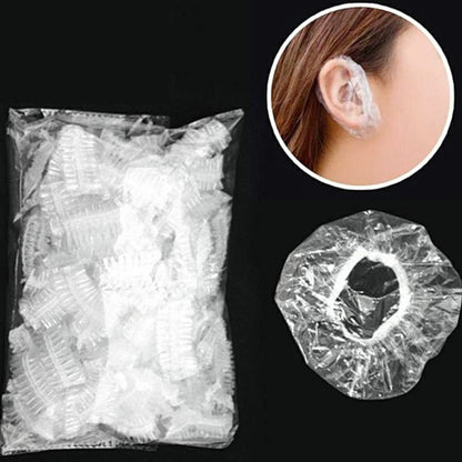 XOLY 100 Pcs Disposable Transparent Ear Covers – Perfect for Shower, Hair Dye & Salon Use.