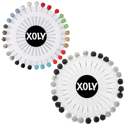 OLY 30 Pcs Hijab Scarf Safety Pins – Rhinestone Ball Brooch Set.