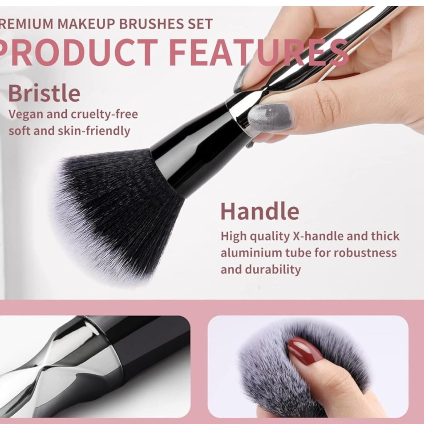 XOLY 6-Piece Professional Makeup Brush Set with Beauty Sponge and Luxury Hard Travel Cosmetic Bag