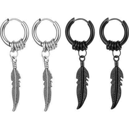 Vintage Punk Feather Pendant Hoop Earrings