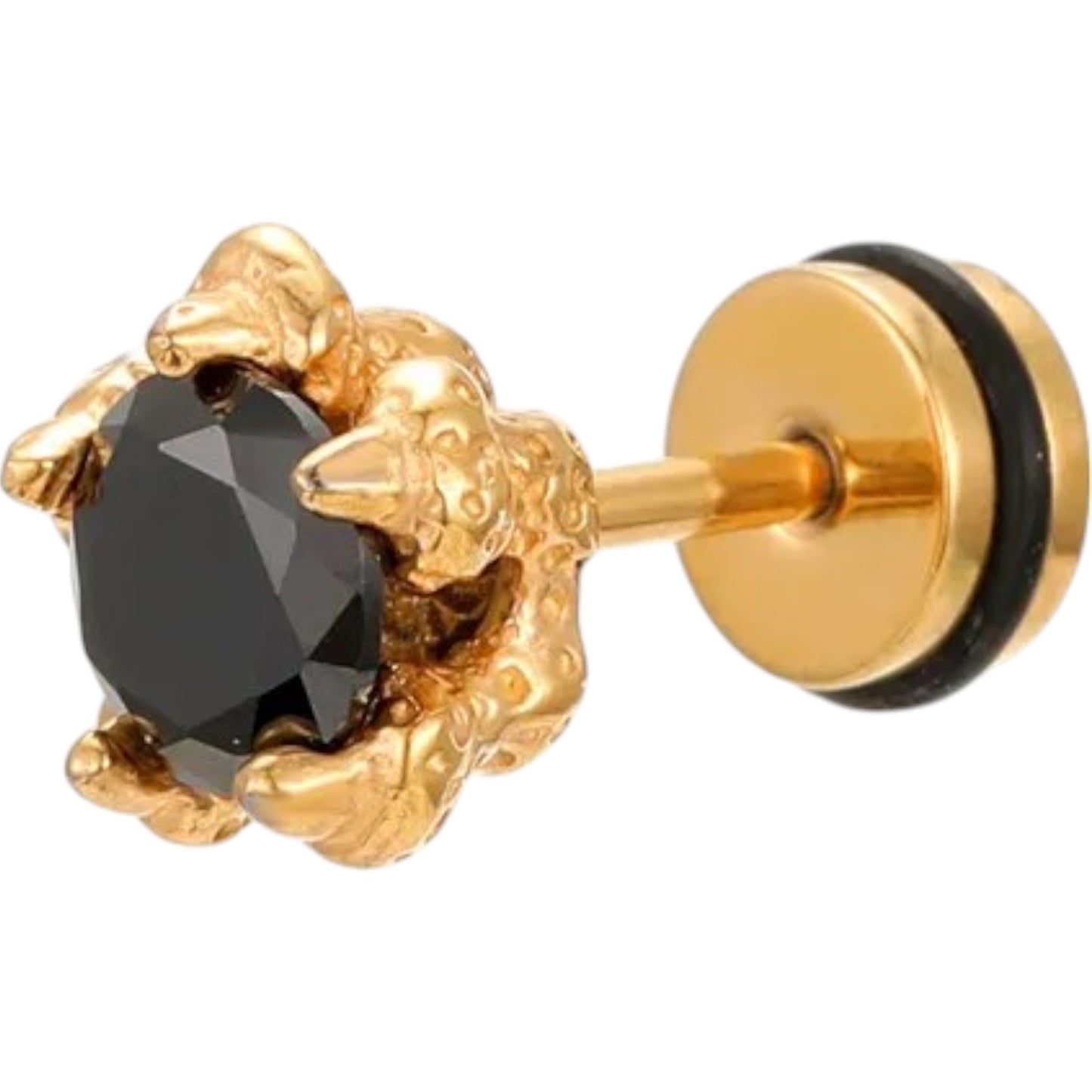 Hand Skull Stainless Steel Inlay Zircon Ear Studs Artificial Black Dimond