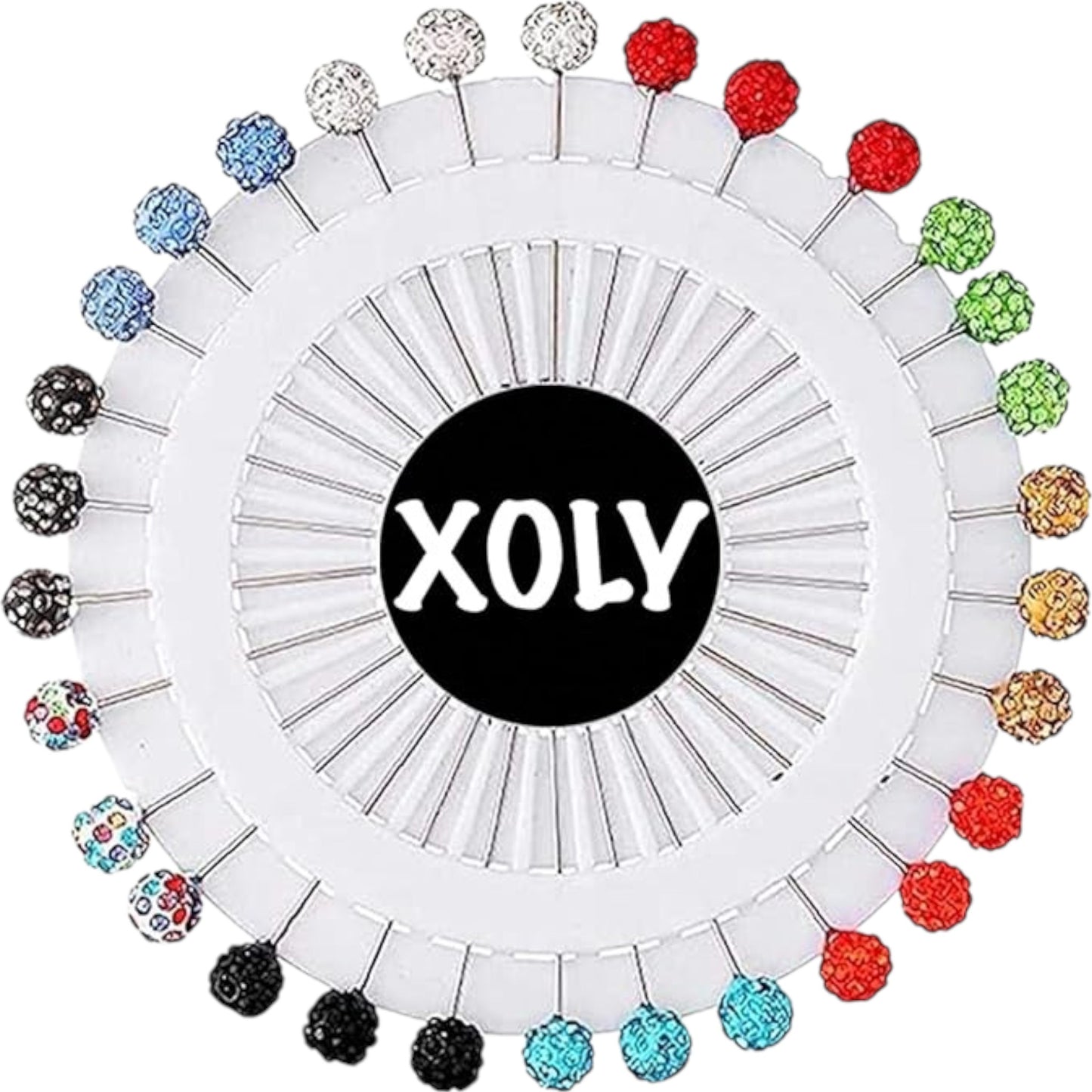 OLY 30 Pcs Hijab Scarf Safety Pins – Rhinestone Ball Brooch Set.