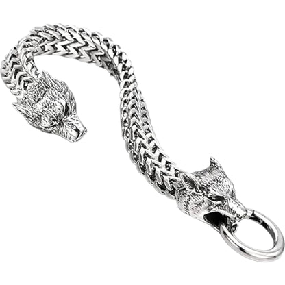 Viking Wolf’s Head Design Men’s Biker Bracelet