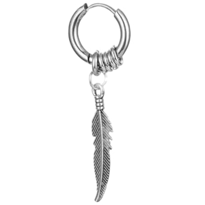 Vintage Punk Feather Pendant Hoop Earrings