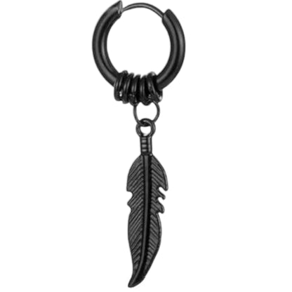 Vintage Punk Feather Pendant Hoop Earrings