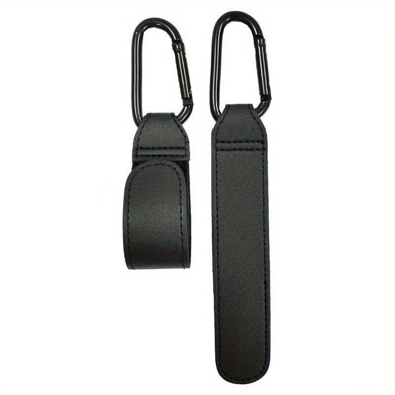 XOLY Stroller Hook Clips – 2 Pcs Heavy-Duty Non-Slip Pram Bag Holders (Black).