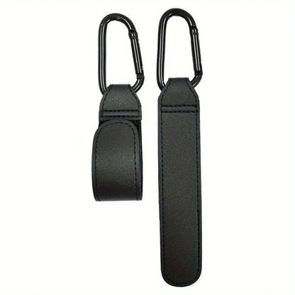 XOLY Stroller Hook Clips – 2 Pcs Heavy-Duty Non-Slip Pram Bag Holders (Black).
