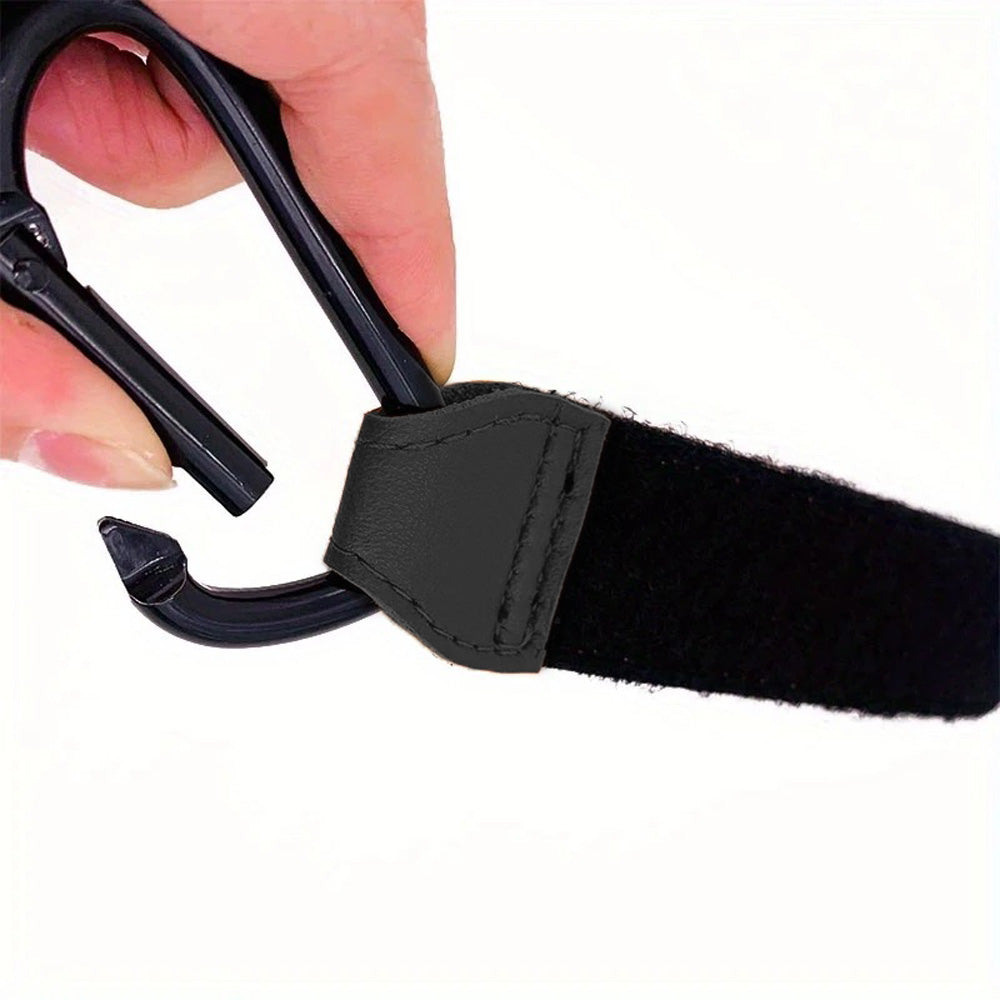 XOLY Stroller Hook Clips – 2 Pcs Heavy-Duty Non-Slip Pram Bag Holders (Black).