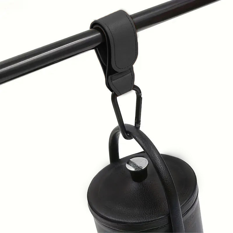 XOLY Stroller Hook Clips – 2 Pcs Heavy-Duty Non-Slip Pram Bag Holders (Black).