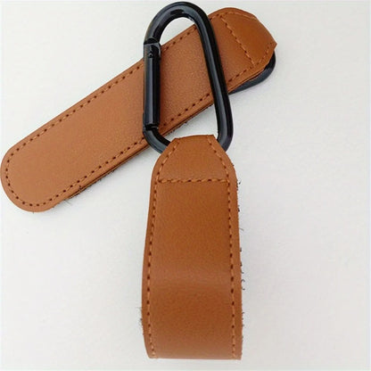 XOLY Stroller Hook Clips – 2 Pcs Heavy-Duty Non-Slip Pram Bag Holders (Brown)